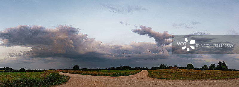 立陶宛，利图瓦，天空下的农田全景图片素材