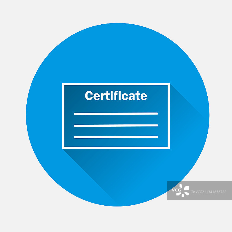 批准证书图标在蓝色背景平图片素材