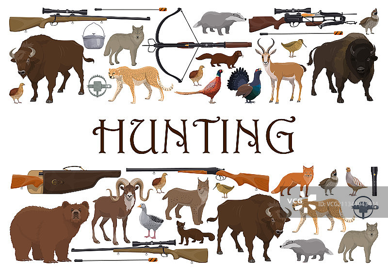 狩猎动物和步枪狩猎运动图片素材