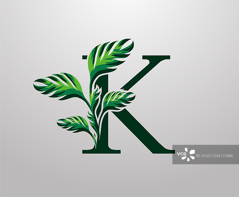 字母k怪兽绿色植物图标热带图片素材