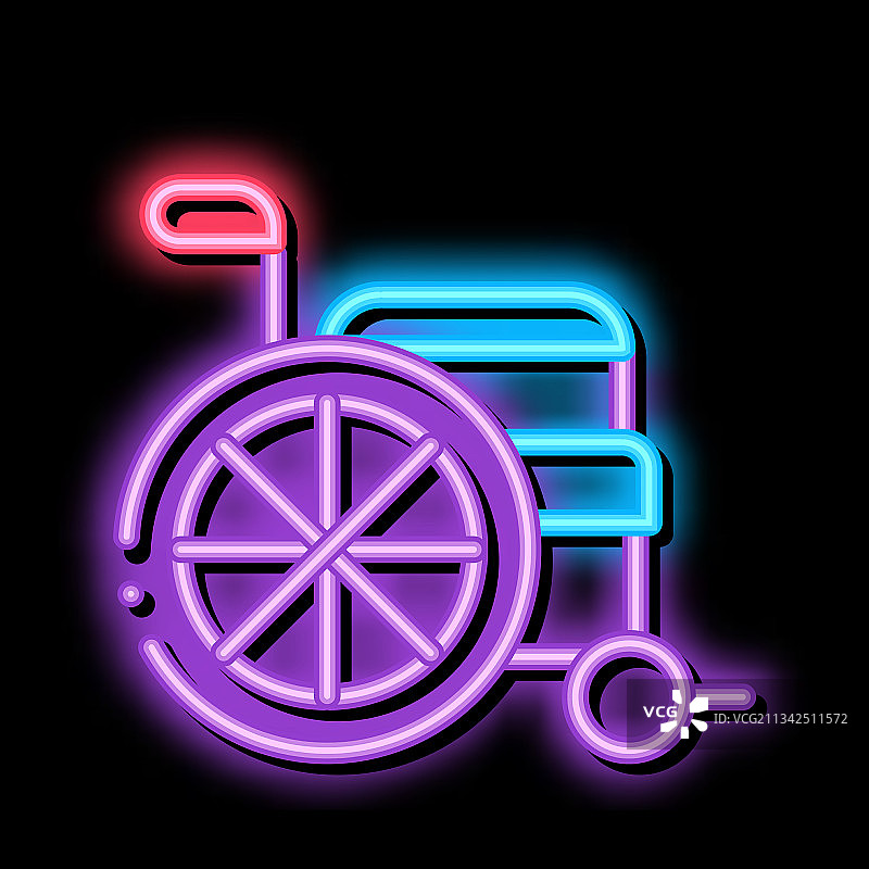 轮椅设备霓虹灯闪烁图标图片素材