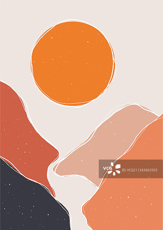 抽象的山景海报波西米亚几何图片素材