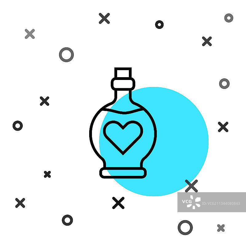 黑线瓶与爱情魔药图标隔离图片素材