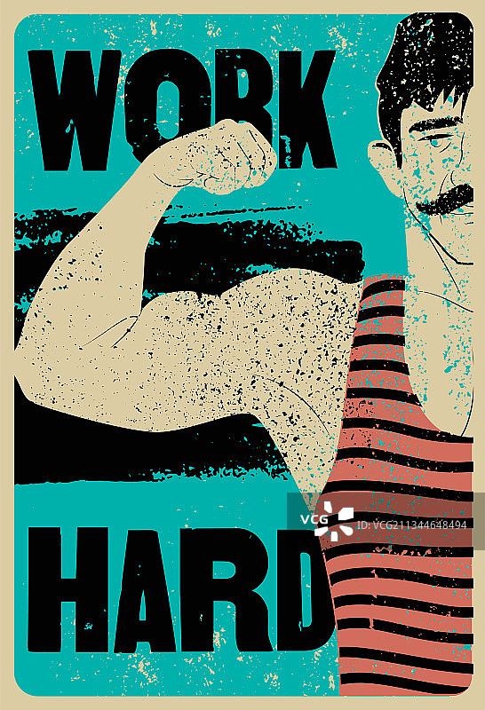 复古健身房的复古垃圾海报上有强壮的男人图片素材