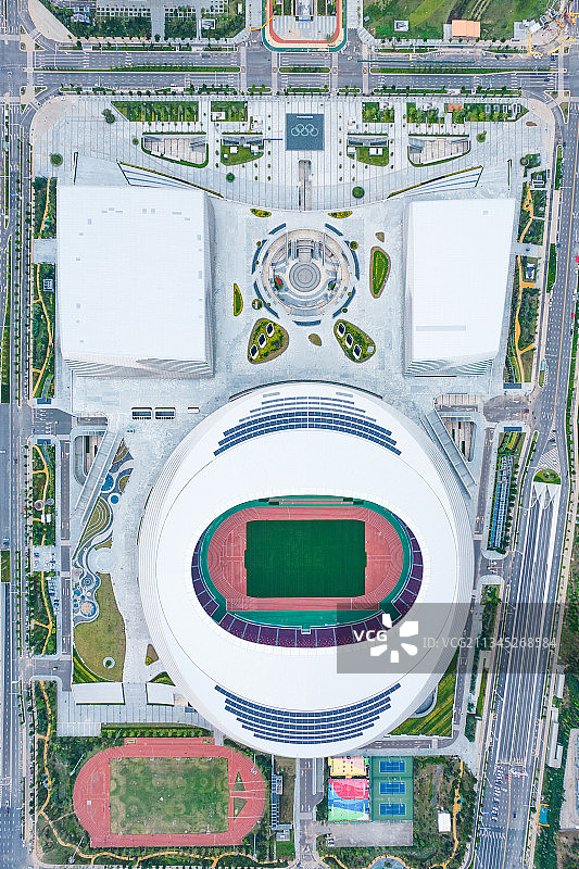 中国河南郑州奥林匹克体育中心航拍图片素材