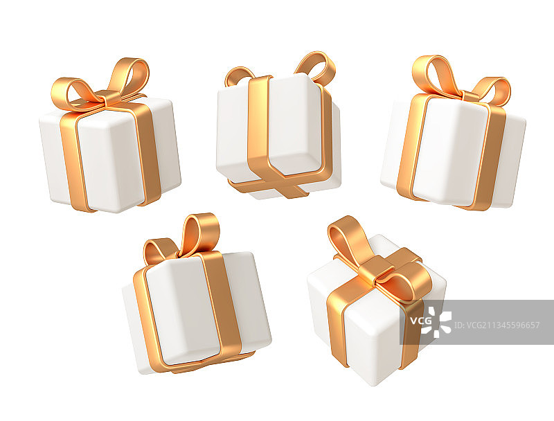 设置现实的3d渲染白色礼品盒图片素材
