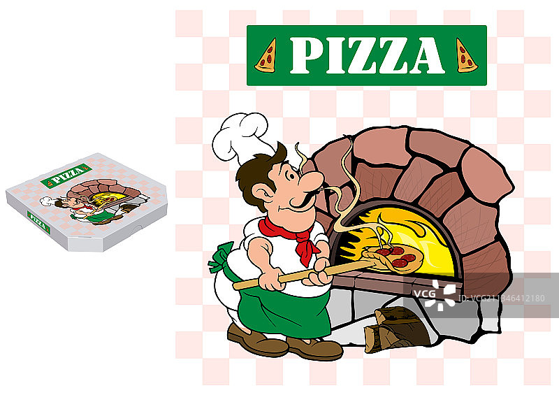 披萨厨师和烤箱图片素材