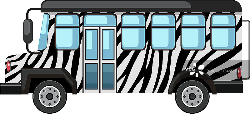 动物园概念与野生动物园巴士隔离在白色图片素材