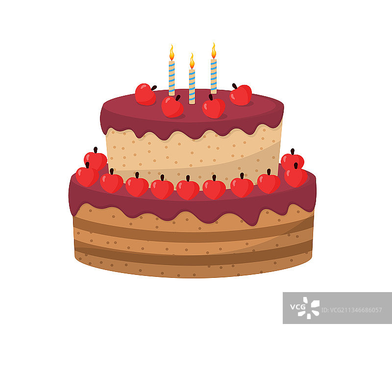 把美味的甜点和蜡烛放在生日蛋糕上图片素材