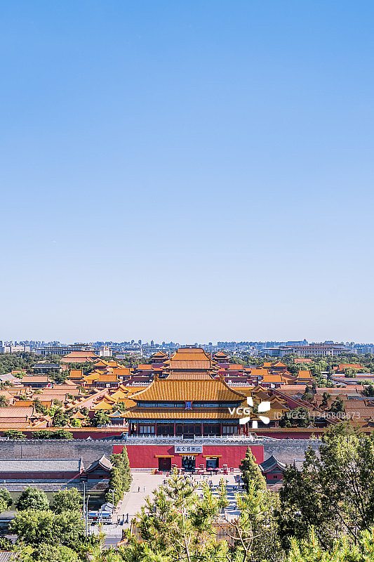 中国北京故宫博物院神武门高视角晴天风光图片素材