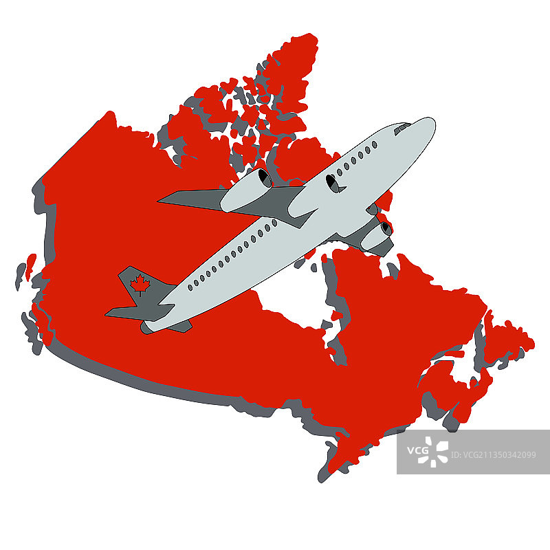 飞机飞越加拿大地图3d图片素材
