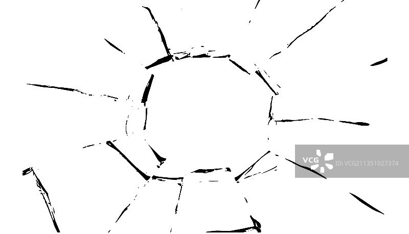 破碎的玻璃裂纹，玻璃上的弹痕抽象图片素材