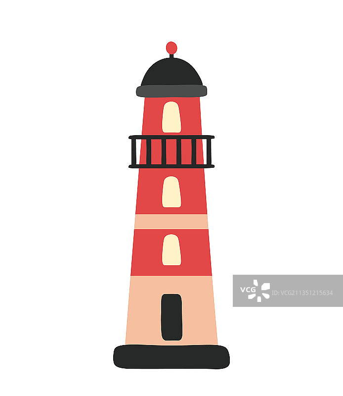 涂鸦风格的红色灯塔建筑图片素材