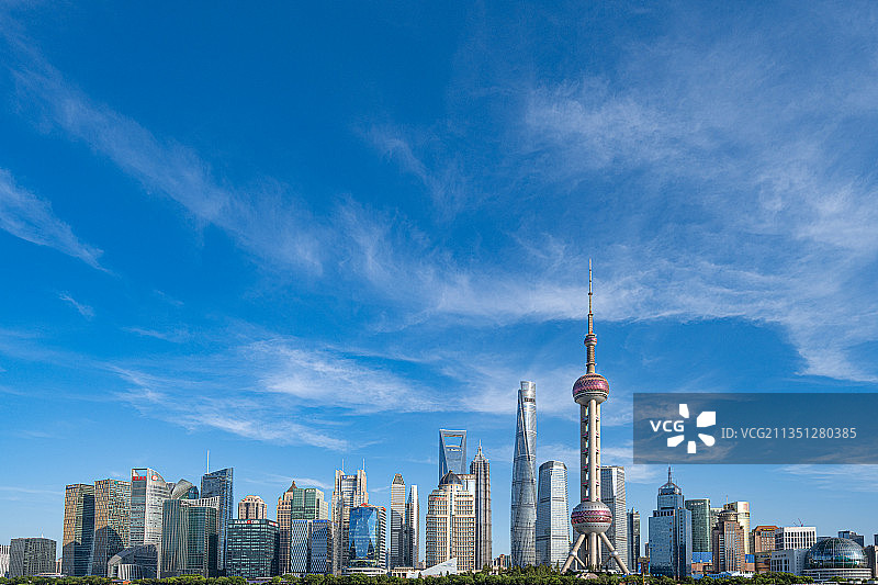 上海北外滩滨江和浦东陆家嘴摩天大楼图片素材