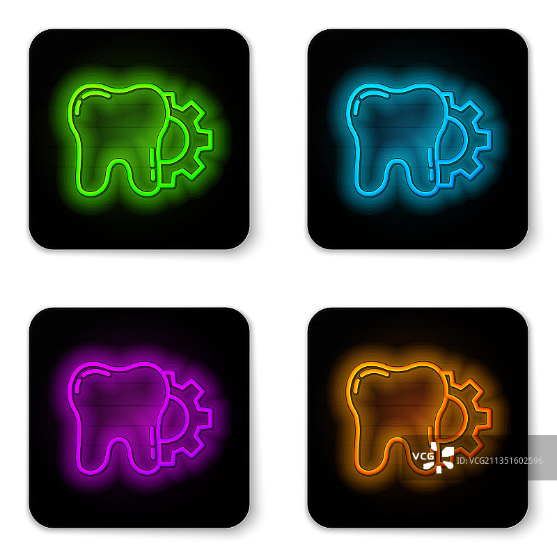 发光的霓虹线牙齿治疗程序图标图片素材