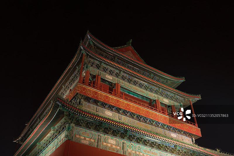 中国北京鼓楼的夜景图片素材