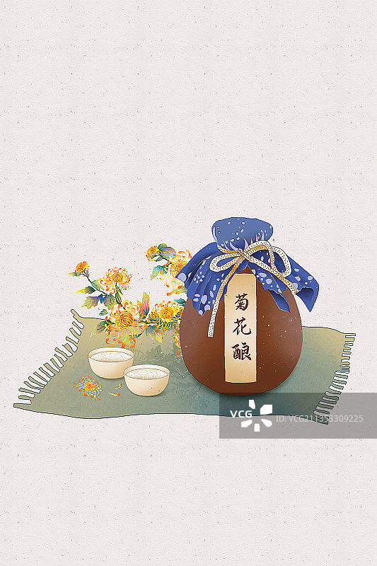 秋天时节菊花正开，喝米酒或菊花酿图片素材