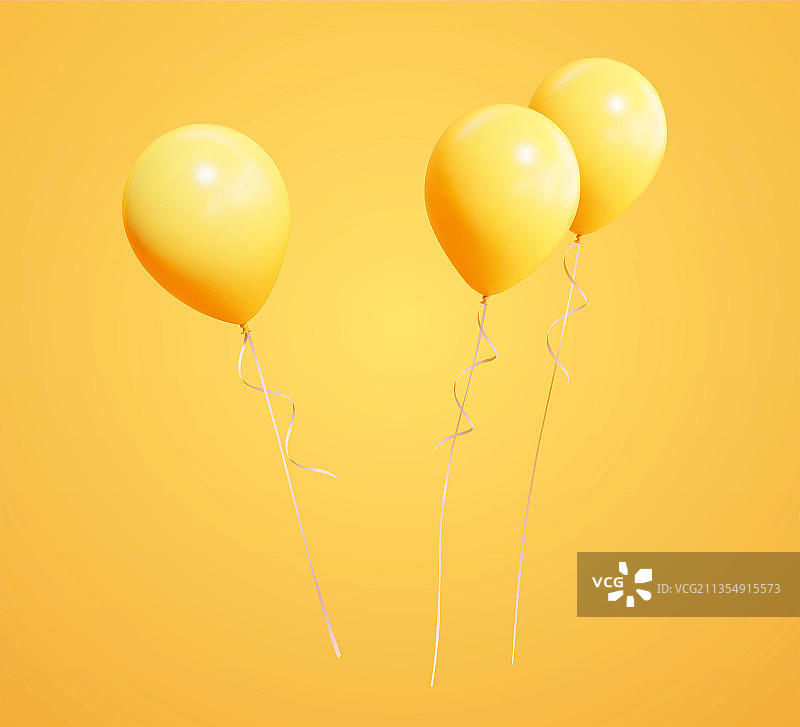 黄色派对气球三维素材图片素材