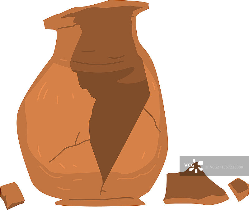 碎陶双耳罐为考古学和古生物学图片素材