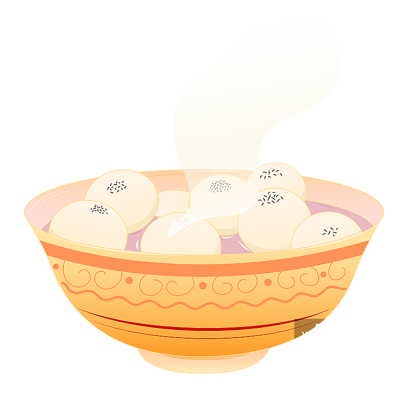一碗汤圆元宵矢量插画元素图片素材