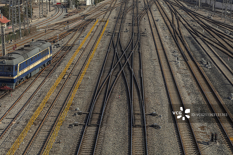 铁路轨道高视角视图图片素材