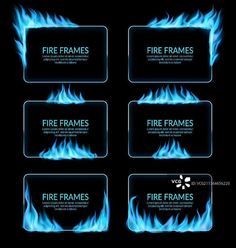 天然气蓝色火焰火焰框架边框图片素材
