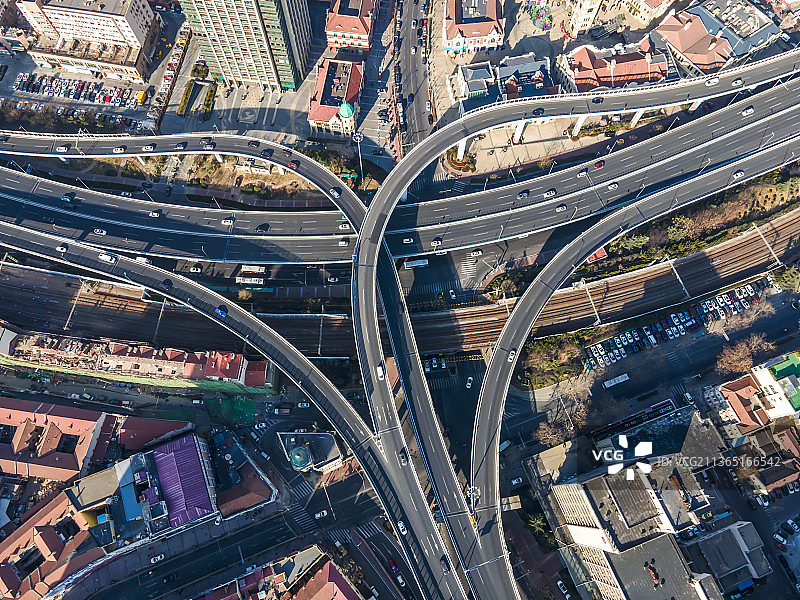航拍中国现代城市道路立交桥图片素材