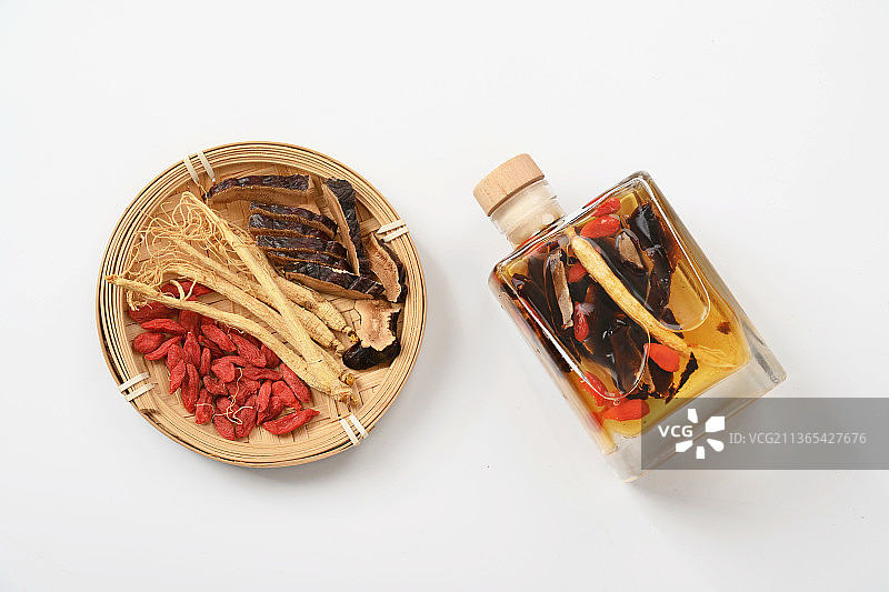 中国传统药食同源养生保健药酒白背景素材图片素材