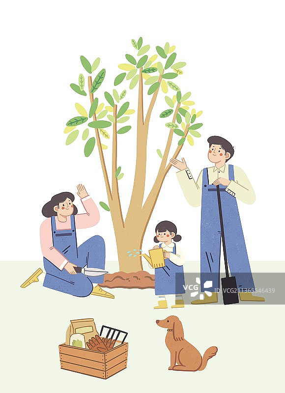 家庭活动-植树节植树图片素材