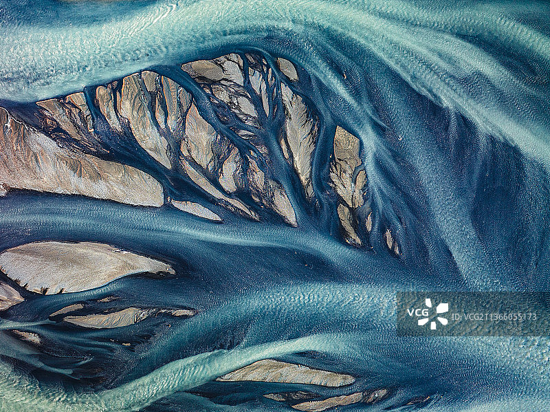 辫状冰川河，冰冻图案的全帧镜头图片素材