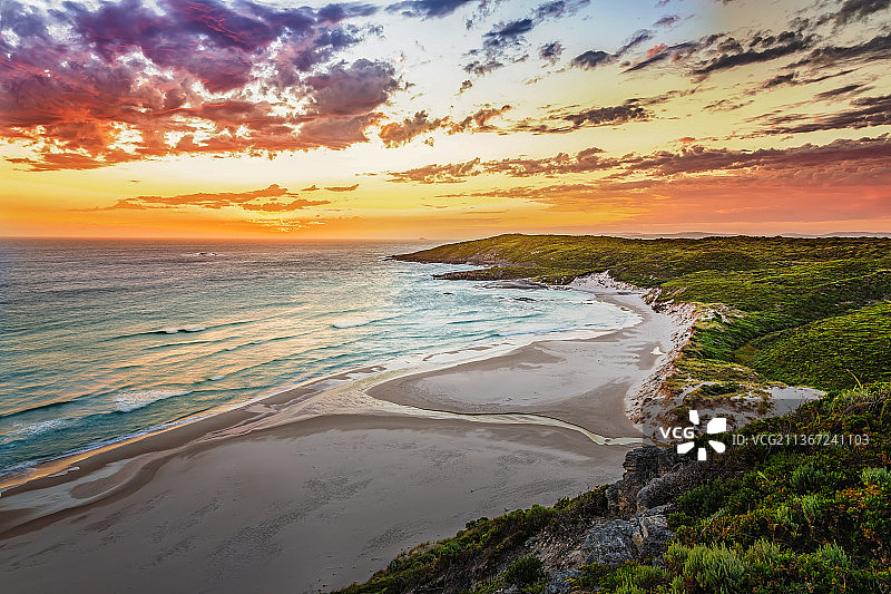 引人注目的瞭望台，日落时海天相映的风景，诺那鲁普，澳大利亚，西澳大利亚图片素材