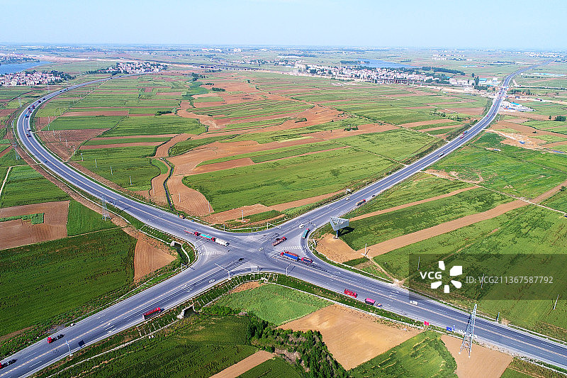 航拍襄阳国道高速公路道路互通交通运输风光图片素材