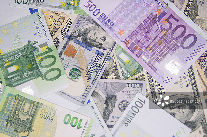 美欧货币美元欧元收盘背景图片素材