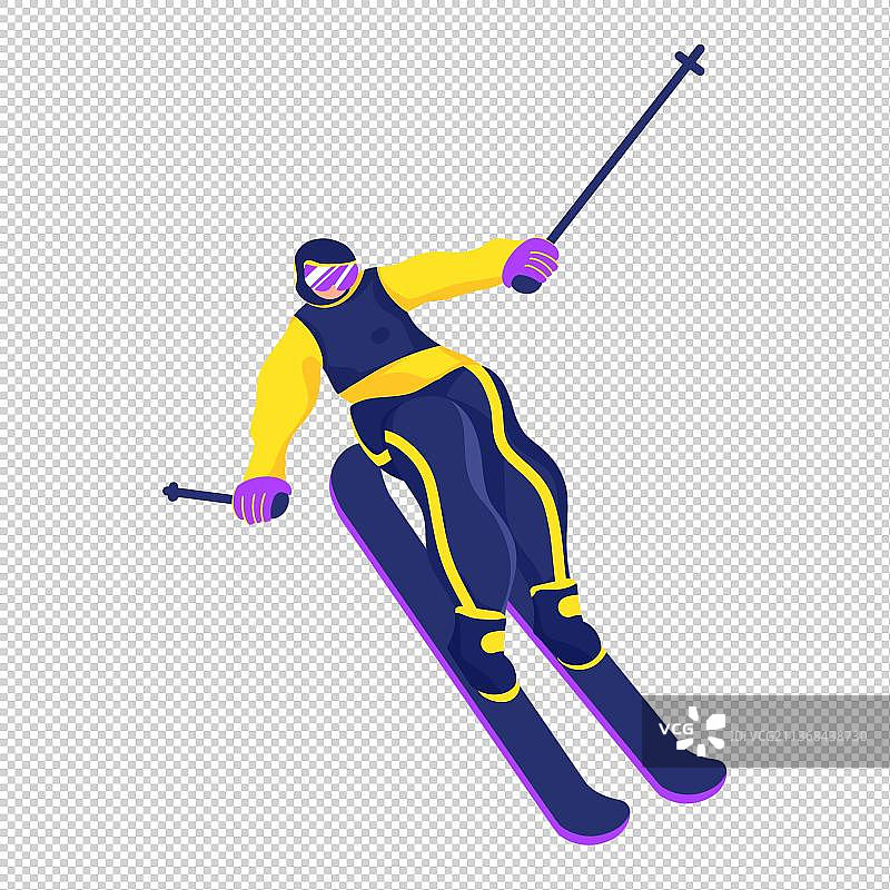 单人滑雪动作-双板滑雪图片素材