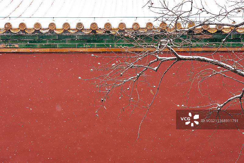 故宫屋檐披白雪的绝美雪景图片素材