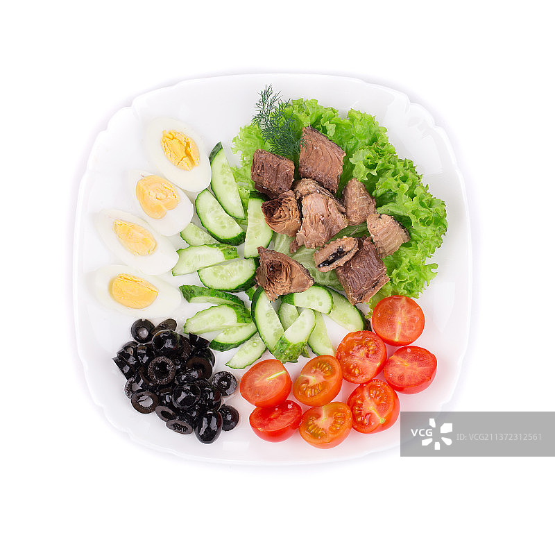 金枪鱼沙拉，正上方的图片，盘子里的食物，摩尔多瓦，白色背景图片素材