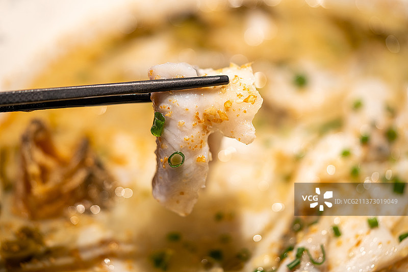 中国经典名菜川菜辣的酸汤鱼酸菜鱼图片素材