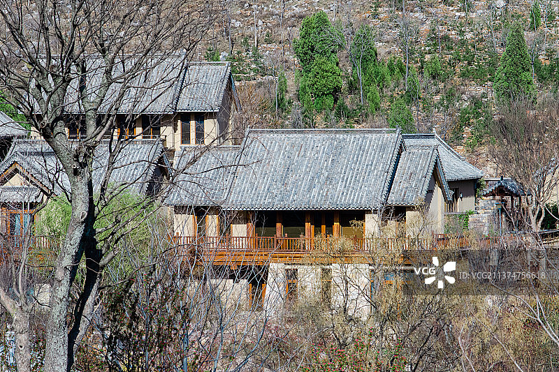 中国乡村风格农家院房屋农舍拍摄主题，一片古老的中式庭院里的房屋，户外无人图像摄影图片素材