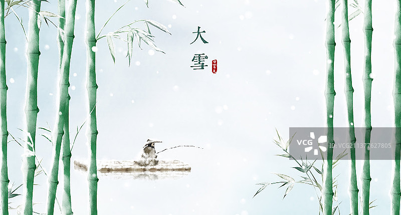 大雪节气中国风插画图片素材