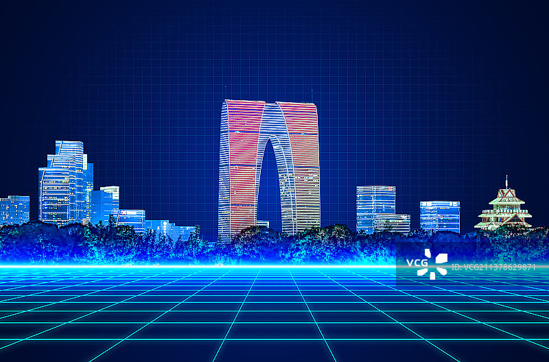 苏州科技光线城市建筑背景图片素材