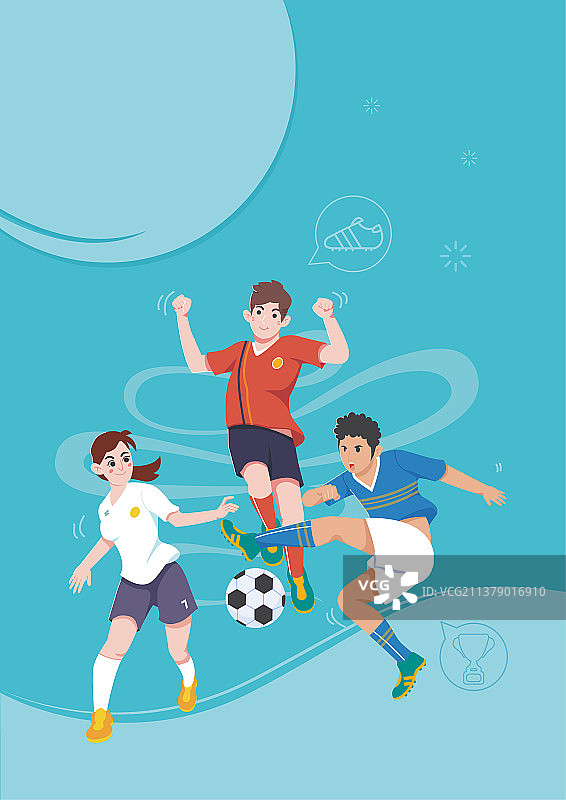 足球比赛扁平风插画图片素材
