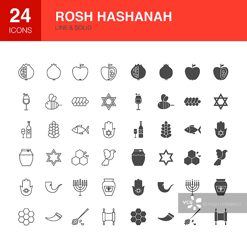 Rosh hashanah线网络图标图片素材