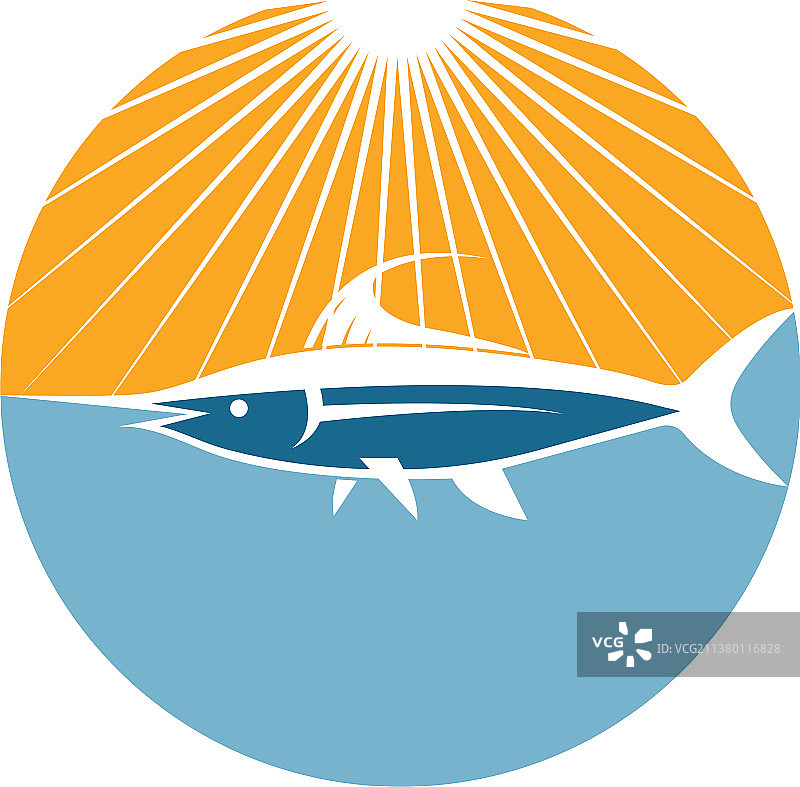 蓝色马林鱼图标标志图片素材
