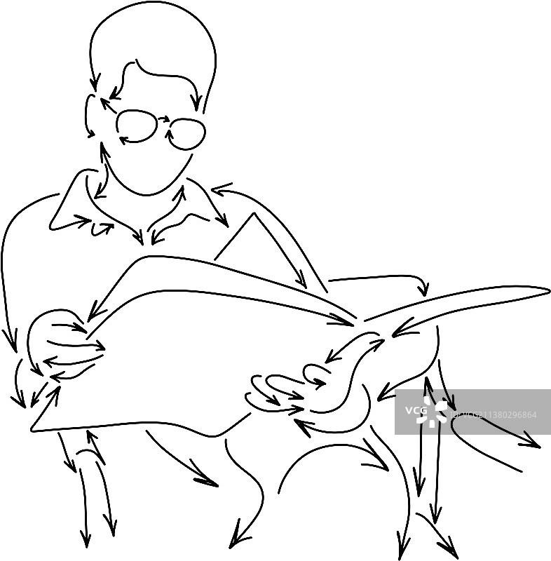 戴眼镜的女人坐在椅子上看报纸图片素材