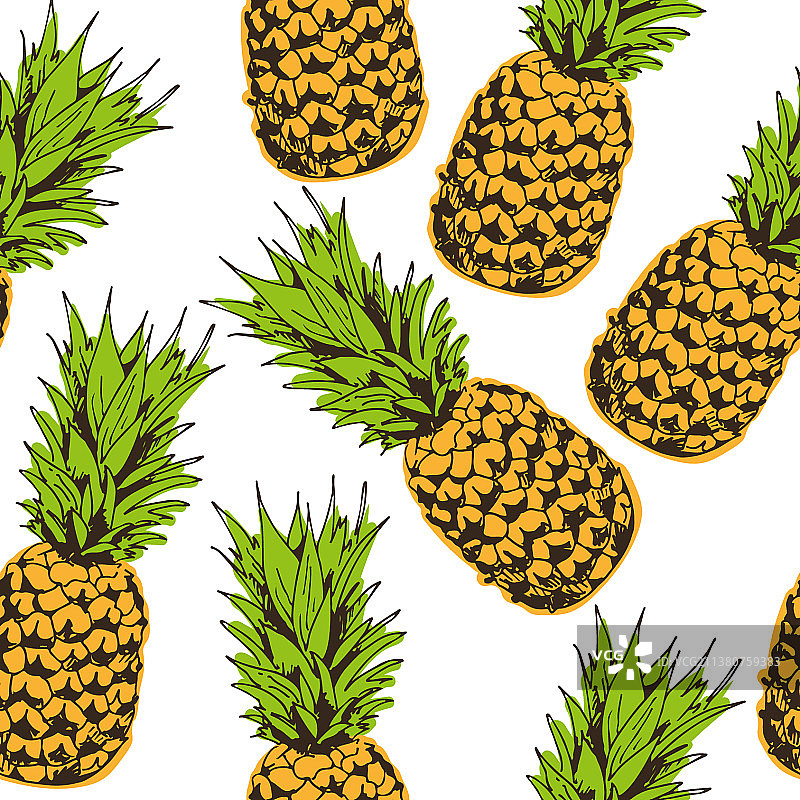 菠萝无缝图案热带背景图片素材