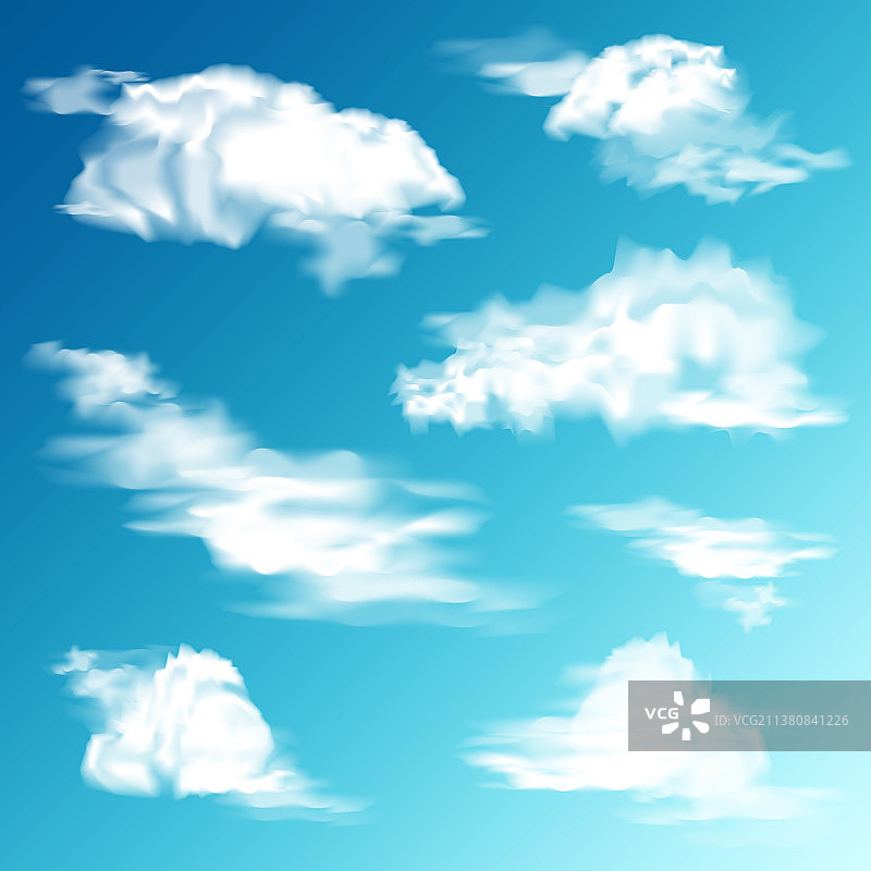 现实的云设置白云蓝天图片素材