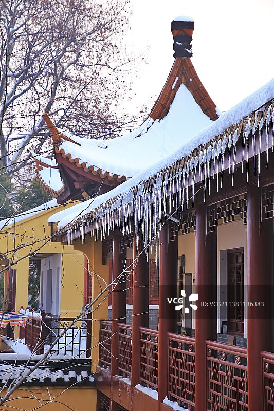 南京夫子庙白鹭洲雪景图片素材