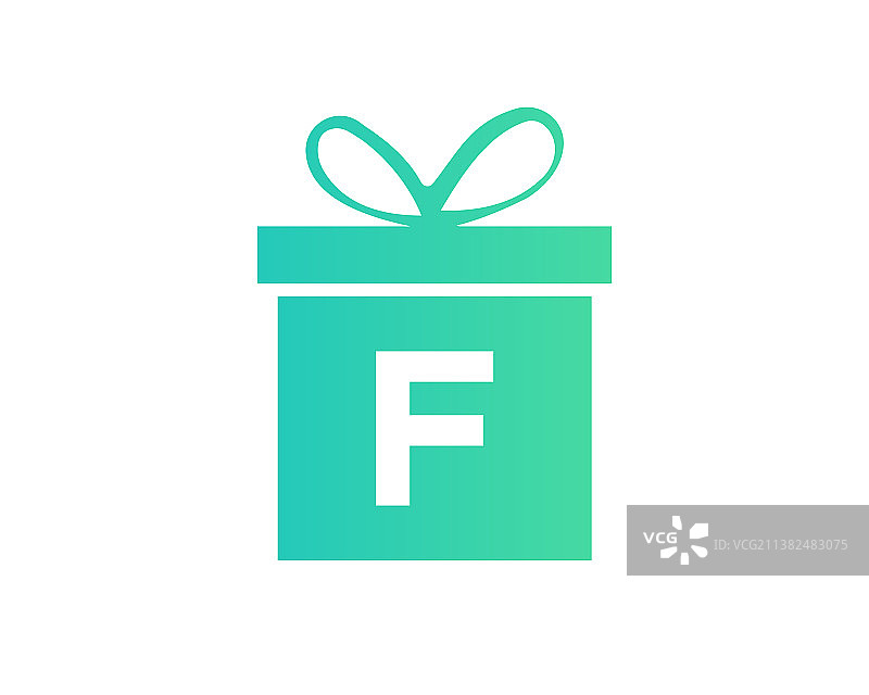 字母f礼盒形状标志彩色礼品标志图片素材