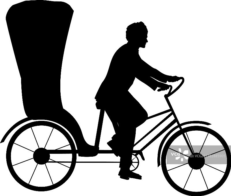 剪影速度自行车人力车传统图片素材