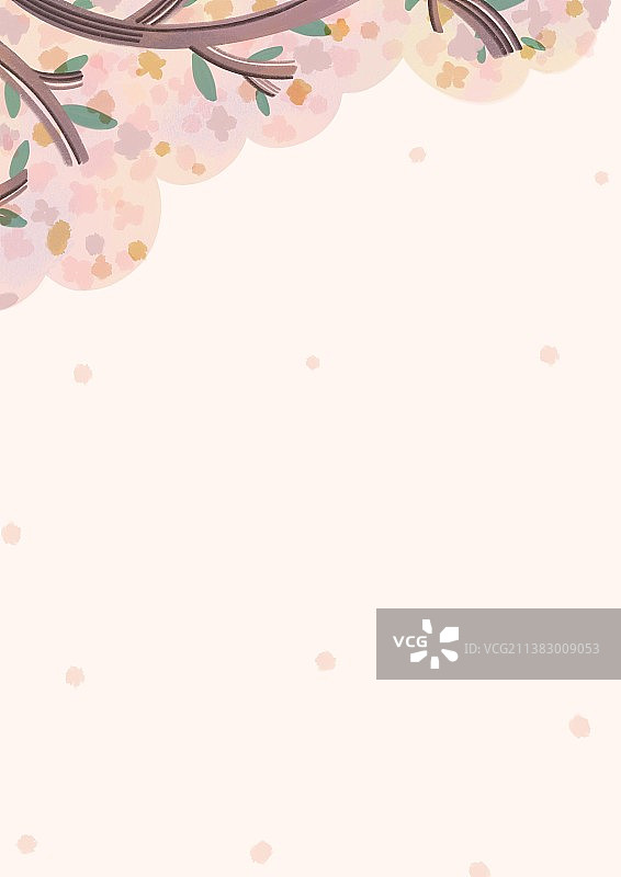 粉色樱花树下花瓣纷飞图片素材